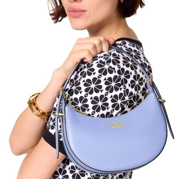 New Kate Spade Nova Crescent Shoulder Bag Saffiano Leather Frosted Blueberry - Picture 4 of 5